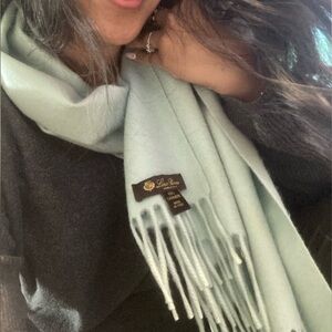 SOLD Loro Piana Light Blue Cashmere Fringe Shawl Wrap